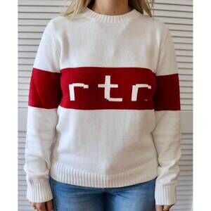 NEW ELLSWORTH + IVEY rtr block crewneck sweater in ivory/crimson